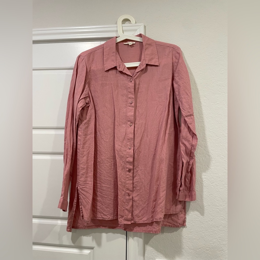 Eileen Fisher Organic Linen Pink Blouse